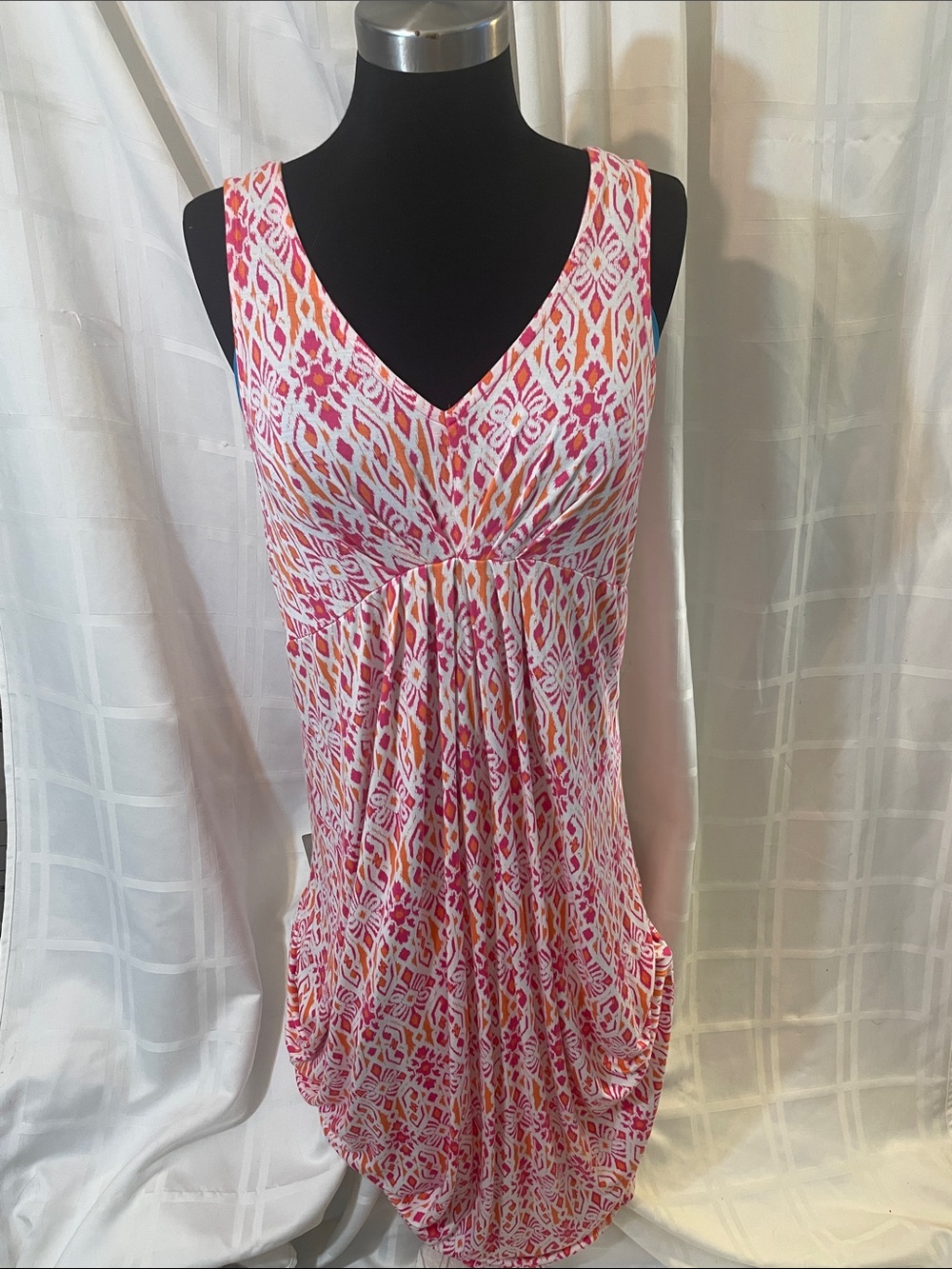 Midnight by Carole Hochman Pink & Orange Printed Sleepwear Maxi Dress Size L
